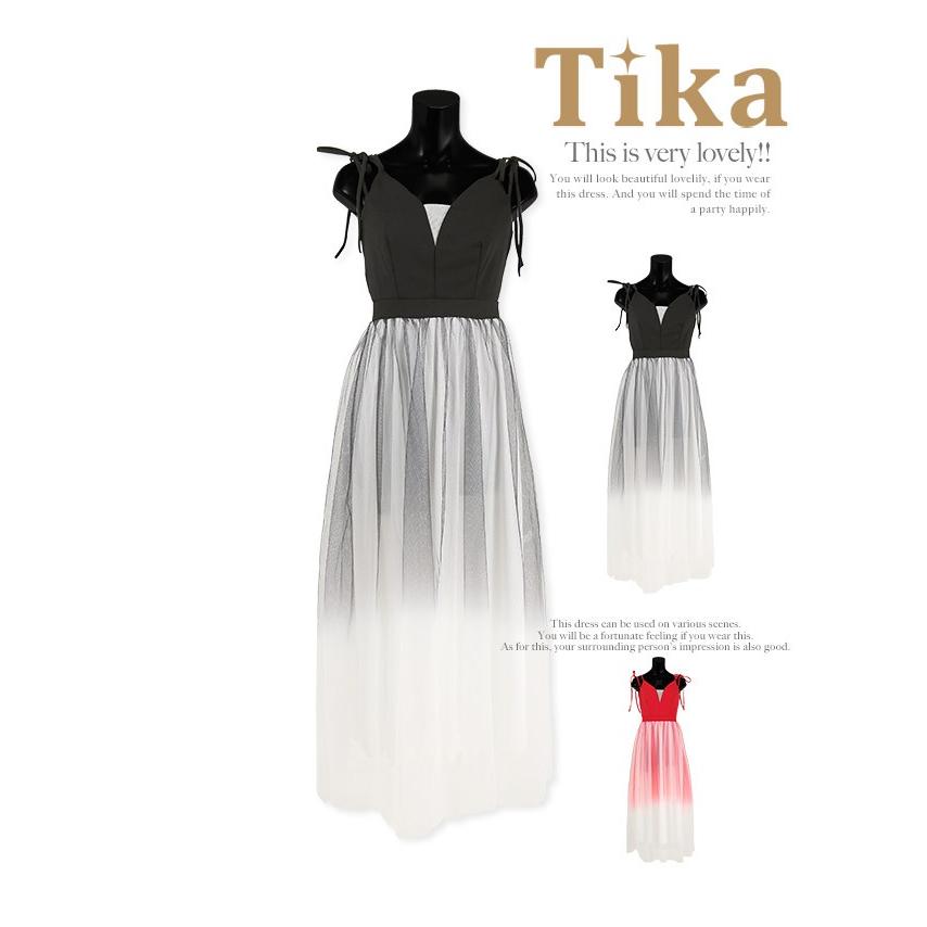 キャバ ドレス キャバドレス 赤 黒 ロング シフォン キャミ Tika ティカ Vネック グラデーション チュール ロングドレス レッド ホワイト ブラック ホワイト Tk Ld9900 ドレスショップ Tika 通販 Yahoo ショッピング