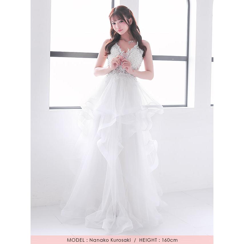 Tika キャバドレス ロング 刺繍 ビジュー シアー キャミ ロングドレス