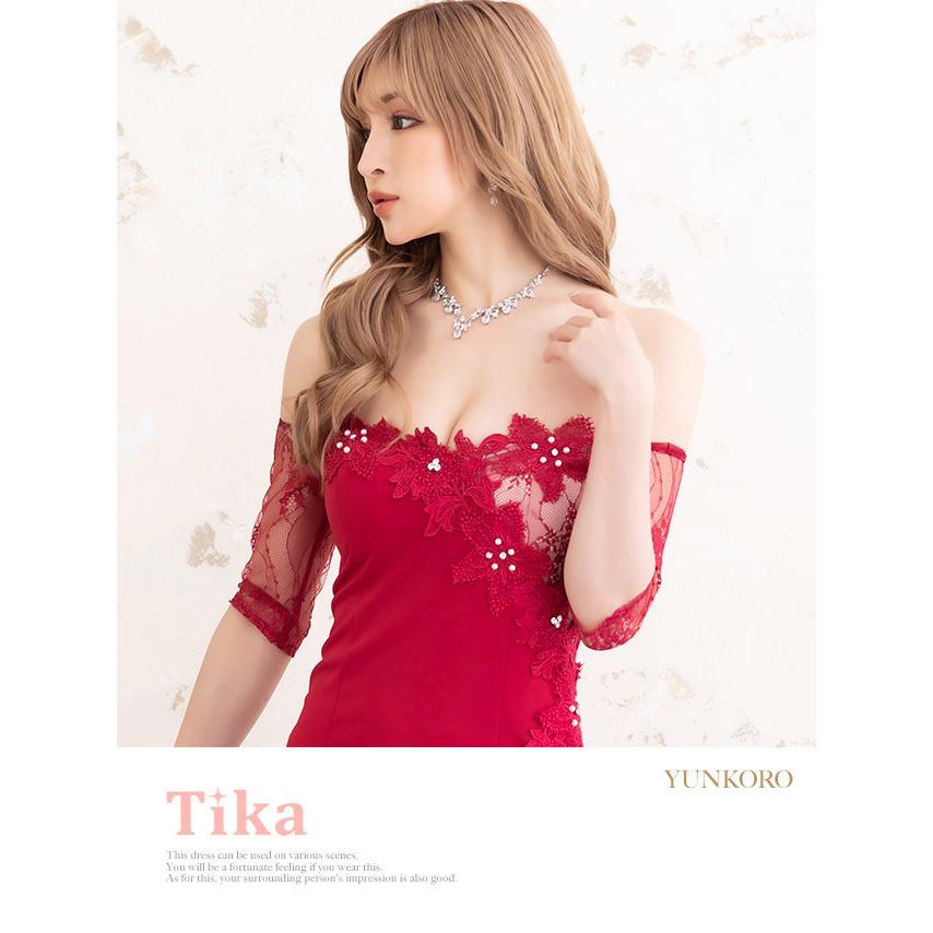 Tika キャバ ドレス キャバドレス ミニ 袖あり 半袖 黒 赤 安い Tika キャバ ドレス キャバドレス ミニ 袖あり 半袖 黒 赤 安い