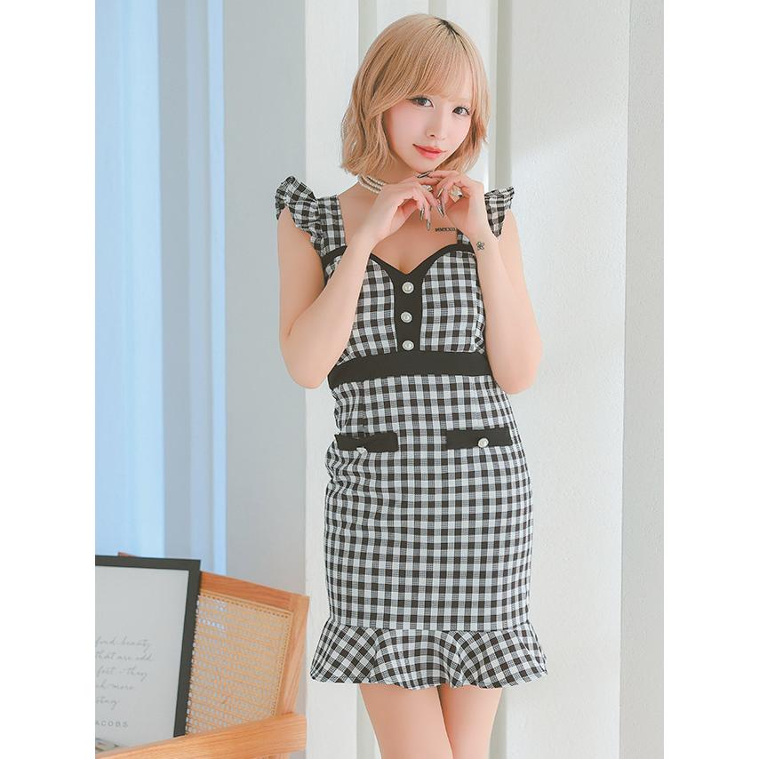 Tika キャバドレス キャバ ドレス 大きいサイズ xl チェック柄