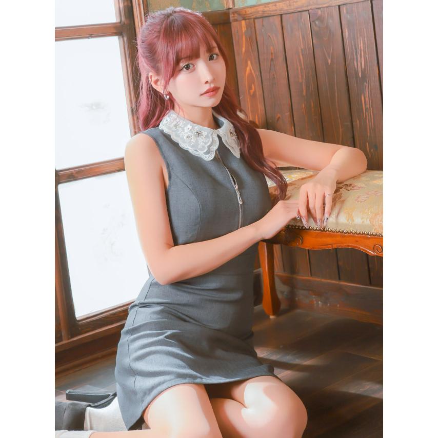 Tika（ティカ） キャバ ドレス ミニ ワンピース 襟 ノースリーブ