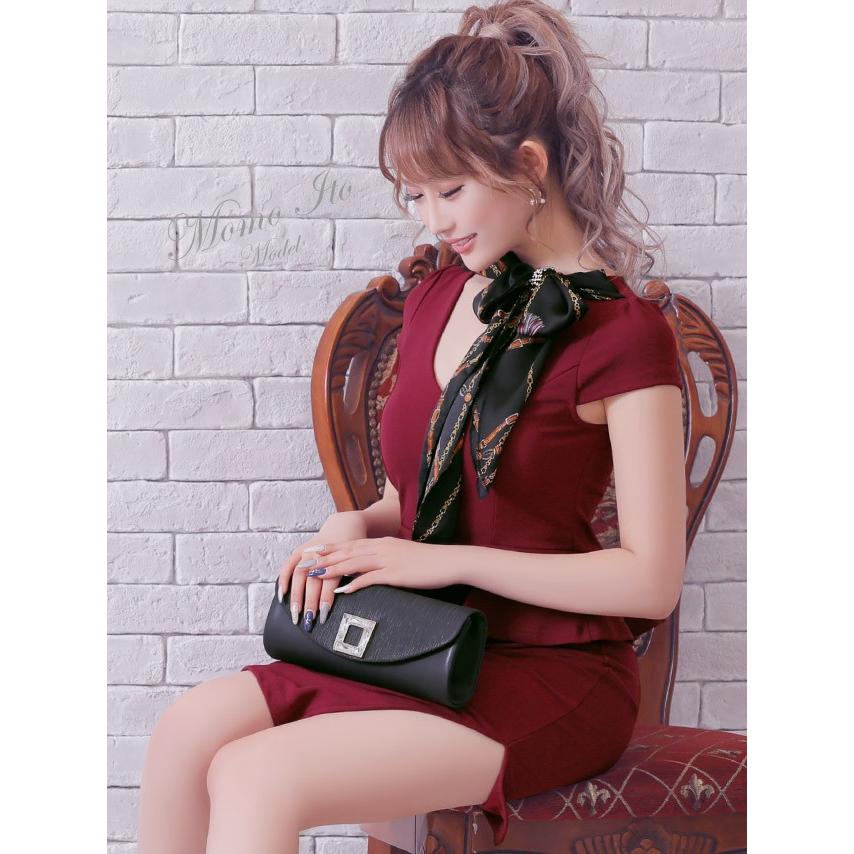 Tika キャバドレス キャバ ドレス タイトドレス ミニ 赤 黒 スカーフ  