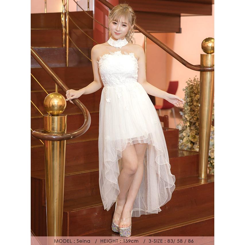 Tika キャバ ドレス キャバドレス 前ミニ ロング 白 黒 フラワー Tika キャバ ドレス キャバドレス 前ミニ ロング 白 黒 フラワー