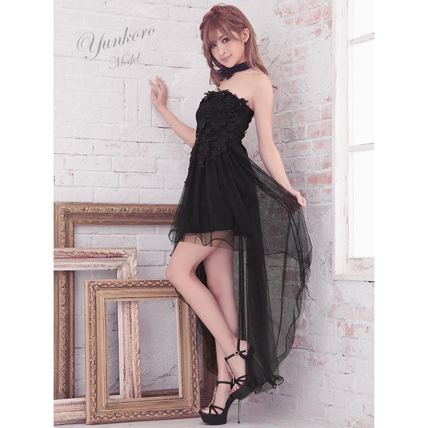 Tika キャバ ドレス キャバドレス 前ミニ ロング 白 黒 フラワー Tika キャバ ドレス キャバドレス 前ミニ ロング 白 黒 フラワー