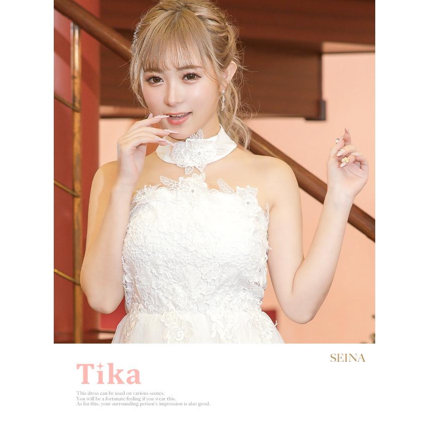 Tika キャバ ドレス キャバドレス 前ミニ ロング 白 黒 フラワー Tika キャバ ドレス キャバドレス 前ミニ ロング 白 黒 フラワー