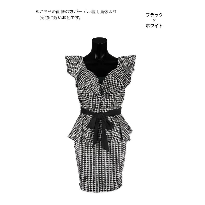 新品タグ✨ソブレ 大きいサイズ リボン バイカラー キャバドレス 黒白 3XL Tika キャバドレス ミニ キャバ嬢ドレス 大きいサイズ フリル