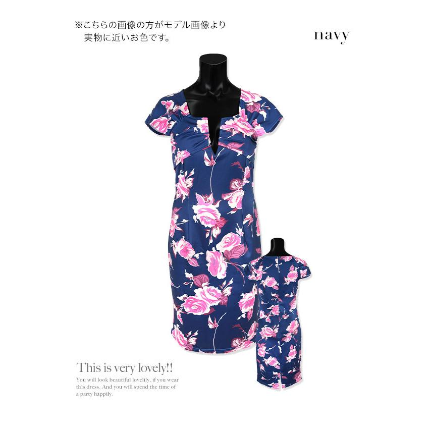 tika キャバドレス 楽天市場】Tika フラワー刺繍×プリントペプラムタイトオフショル