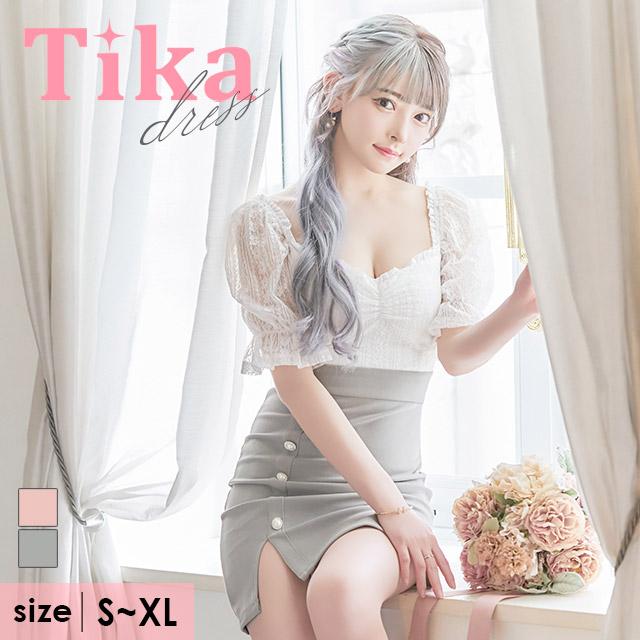 パフスリーブスタッズタイトミニドレスM【グレー】 タイムセール中‼️9/19まで &Robu. ファッション パフスリーブスタッズタイトミニドレスM