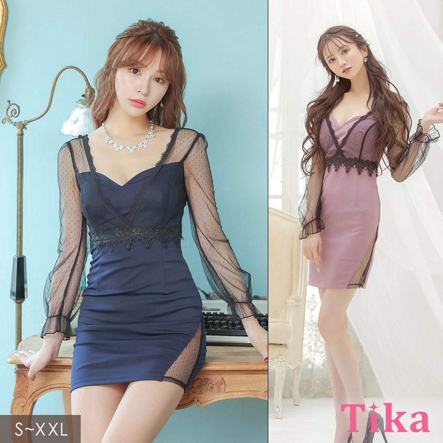 Tika キャバ ドレス キャバドレス ミニ タイト 袖あり 長袖 Tika キャバ ドレス キャバドレス ミニ タイト 袖あり 長袖