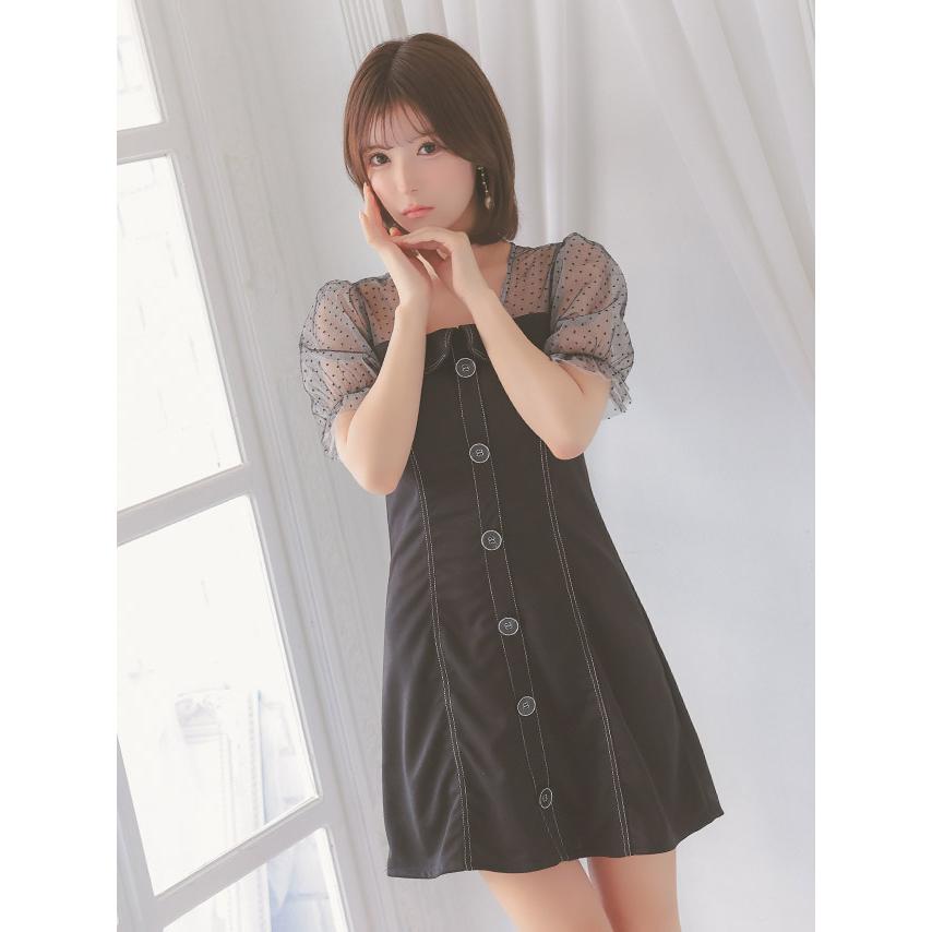 AMERI 黒ドット柄シースルーマキシドレス AMERI 黒ドット柄シースルーマキシドレス