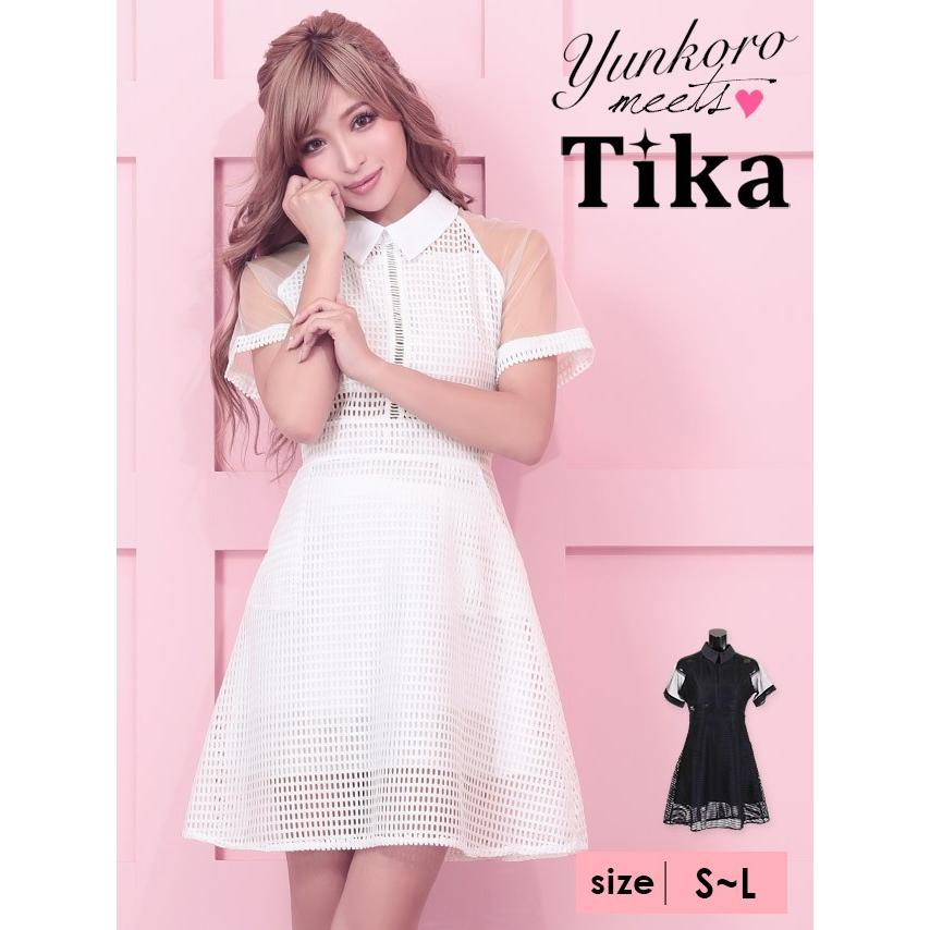 キャバ ドレス キャバドレス レトロワンピ ミニ Tika ティカ 襟付き シースルー フレア ミニドレス ブラック ホワイト Sサイズ Mサイズ Lサイズ 黒 白 通販 激安 Tk Md02 Tika ヤフーショッピング店 通販 Yahoo ショッピング