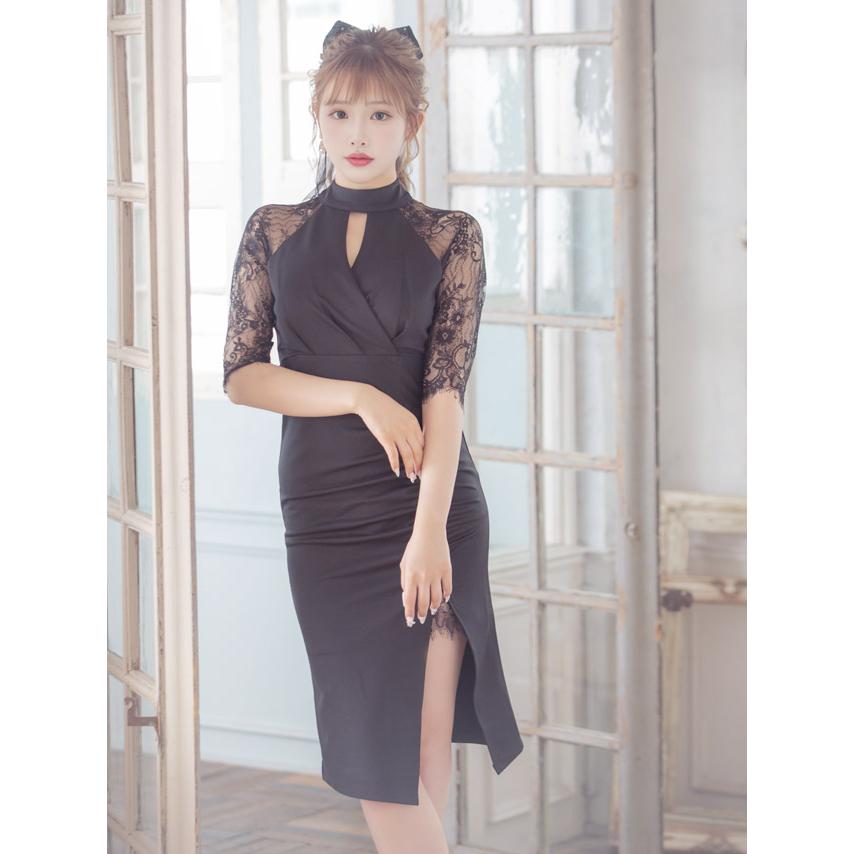 ワンピース★ドレス★ (新品☆未使用☆タグ付き)　UK10 　 Mサイズ フリルワンショルダーフラワーネック総レースタイトミニドレス