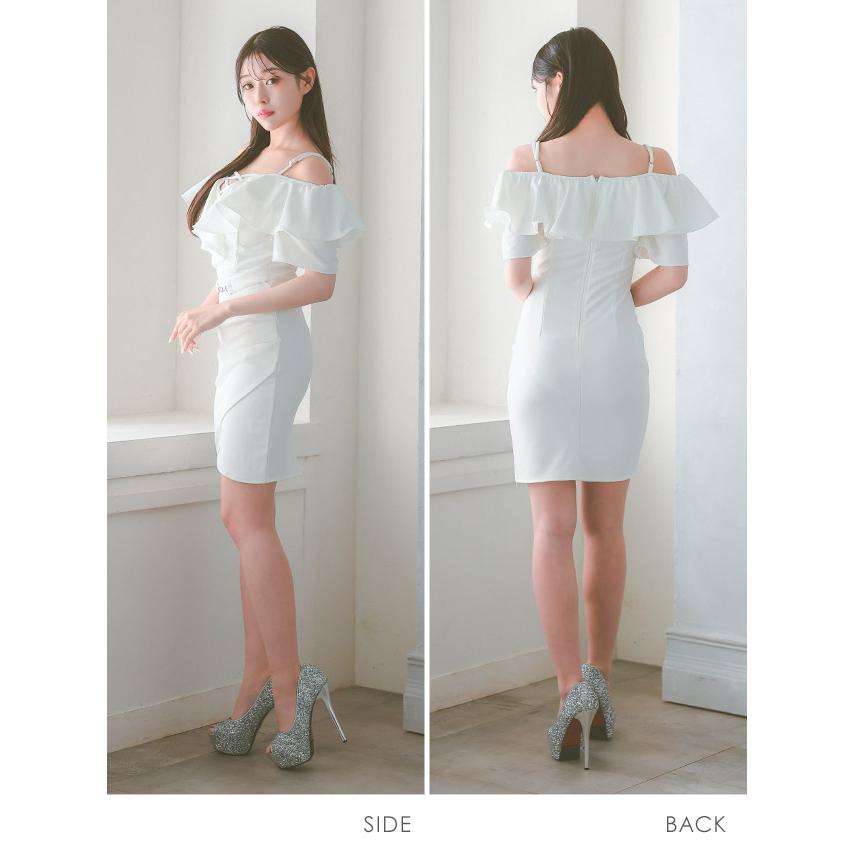 【Tika】キャバドレス ホワイト Tika ロング キャバドレス ノースリーブ フェミニン 3Dフラワー