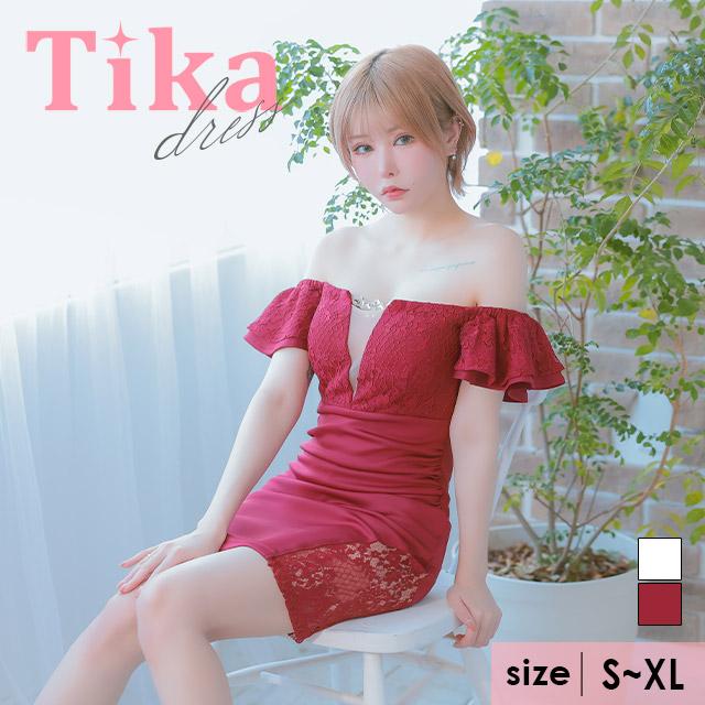 Tika キャバ ドレス バストヌーディー ビジュー オフショルダー Tika キャバ ドレス バストヌーディー ビジュー オフショルダー