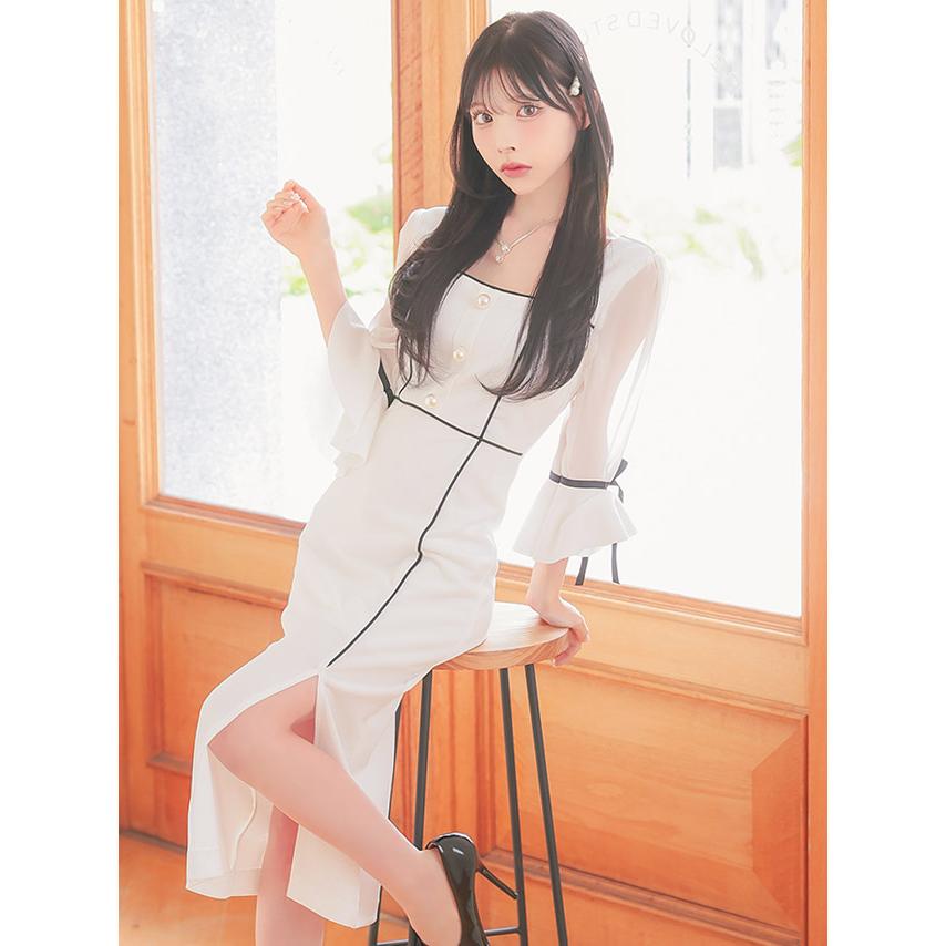 Tika（ティカ） 韓国 ファッション レディース キャバドレス 白 黒