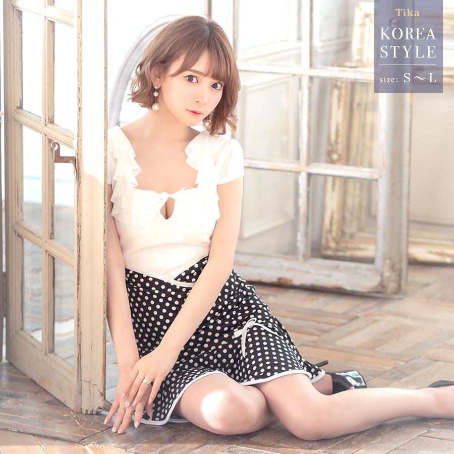 [TikaPimil] キャバドレス 韓国 タイト ミニドレス Tika [TikaPimil] キャバドレス 韓国 安い ミニ タイト 白 黒