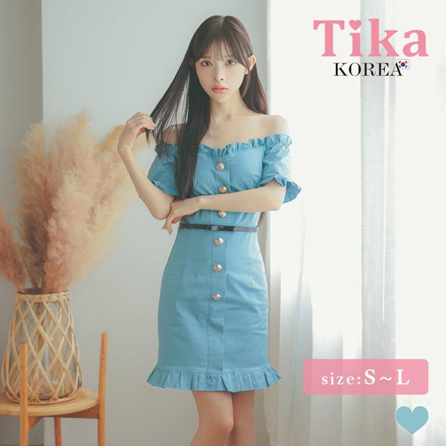 Tika [TikaPimil] キャバドレス ウエストベルト リボン付き オフ 