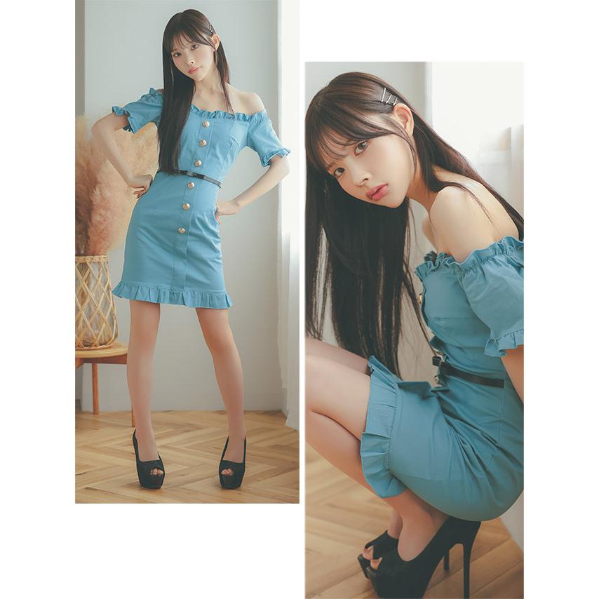 Tika [TikaPimil] キャバドレス ウエストベルト リボン付き オフ 