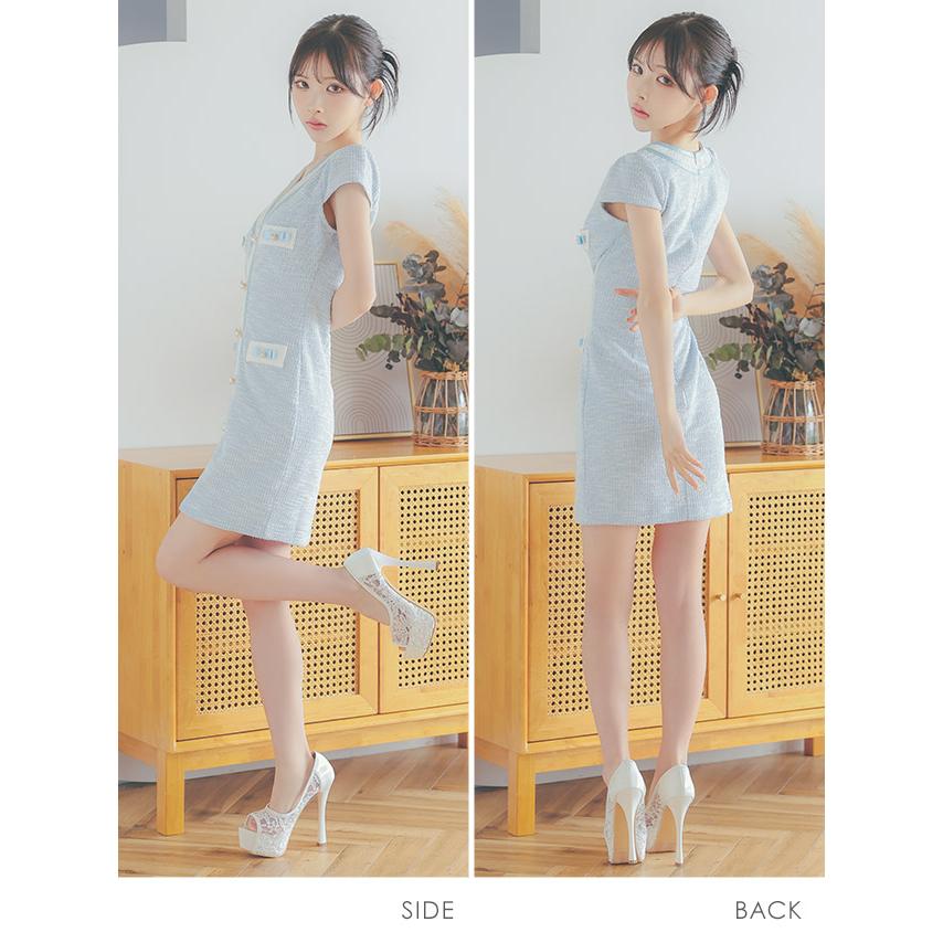 Tika [TikaPimil] キャバドレス 韓国 ツイード バイカラー