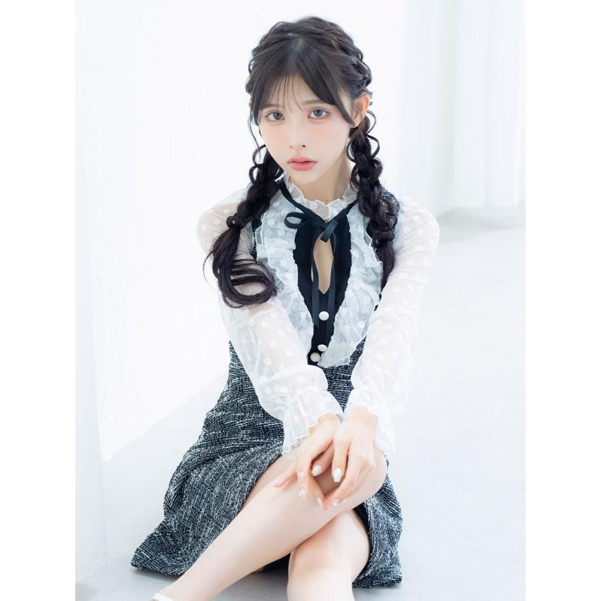 韓国 ファッション レディース キャバ ドレス ミニ フレア aライン レース 五分袖 膝丈 ミニワンピ ガーリー 大きいサイズ 白 黒 キャバ嬢の画像