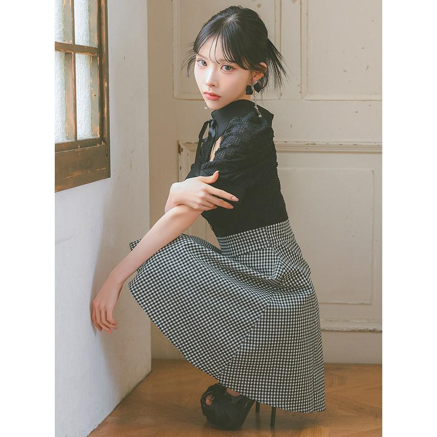 Tika [TikaPimil] キャバドレス 韓国 ネックリボン 襟デザイン