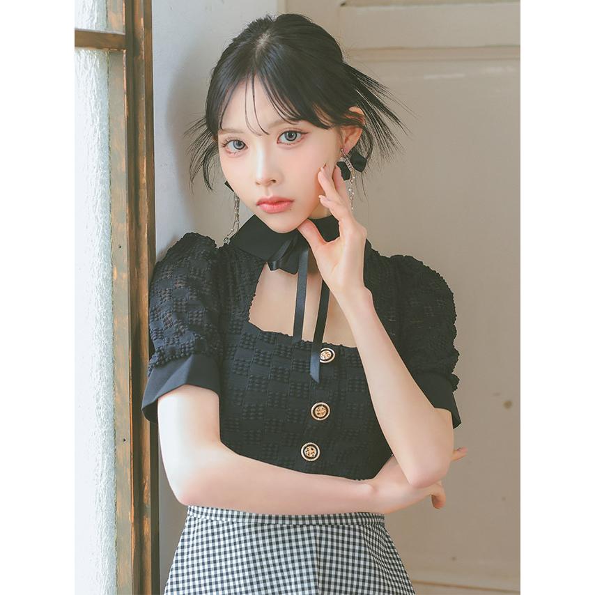 Tika [TikaPimil] キャバドレス 韓国 ネックリボン 襟デザイン