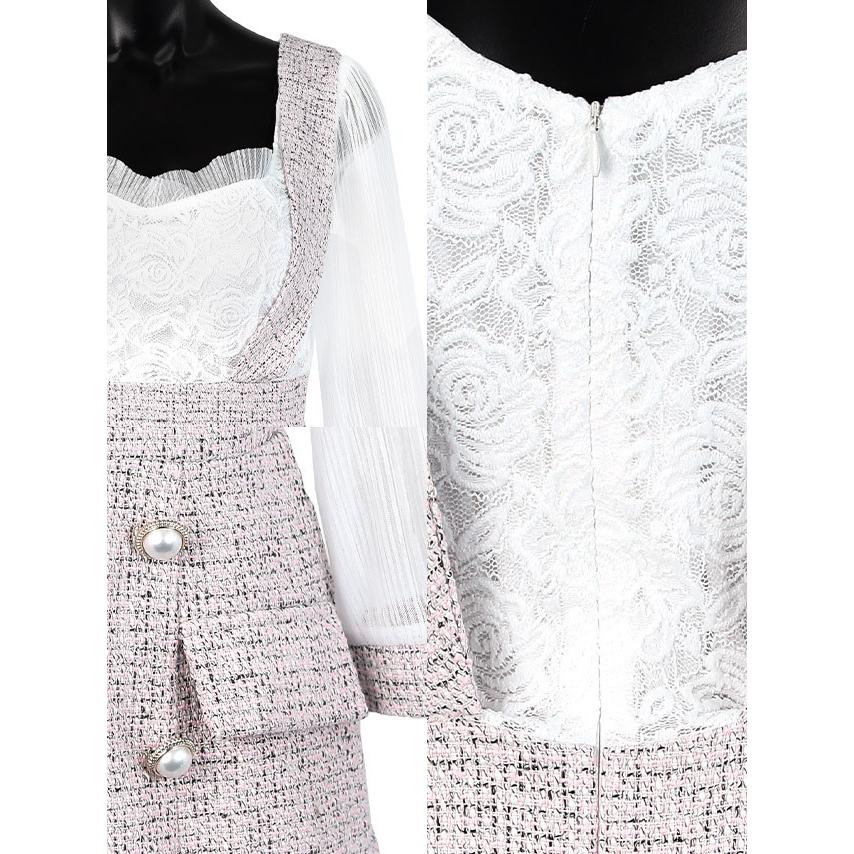 キャバドレス 韓国 ミニ 大きいサイズ 袖あり キャバ ドレス 長袖 膝丈 サロペット風 ワンピ ミニドレス Tk Mdkj 058 ドレスショップ Tika 通販 Yahoo ショッピング