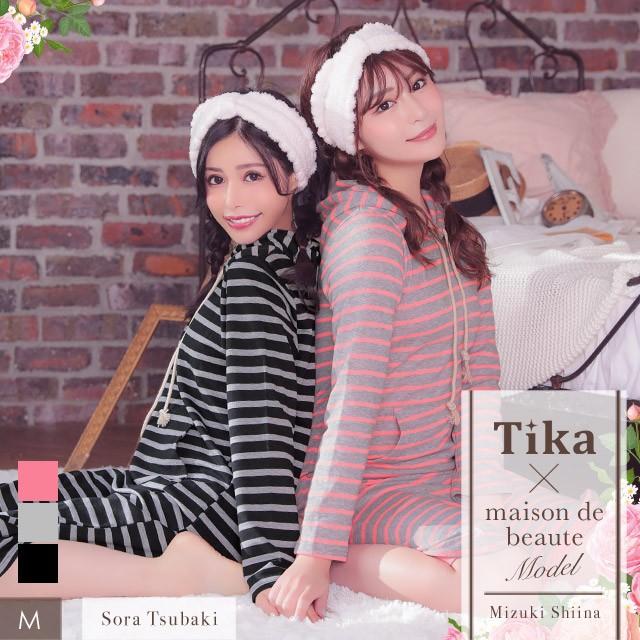 ルームウェア レディース ワンピース 大きいサイズ 安い Tika ティカ フード付き ボーダー 裏起毛 ロングワンピース ルームウェア Tk Rw162 ドレスショップ Tika 通販 Yahoo ショッピング