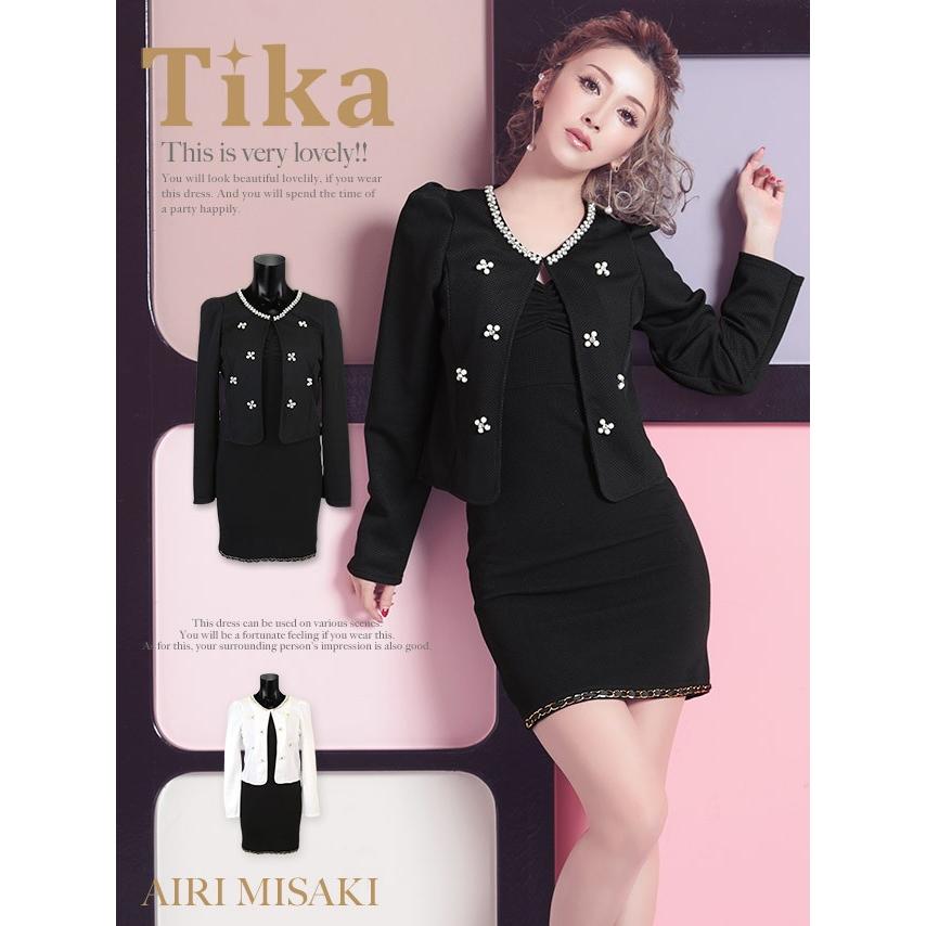 キャバ スーツ キャバスーツ ワンピーススーツ Tika ティカ フラワー ビジュー ノーカラー ジャケット ワンピース セットアップ スーツ ホワイト ブラック M Tk St5op ドレスショップ Tika 通販 Yahoo ショッピング