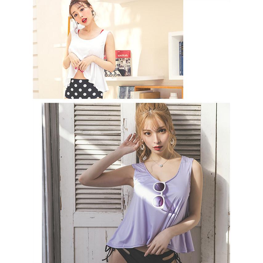 水着の上に着る Tシャツ 体型カバー カバーアップ タンクトップ ラッシュガード 女の子 セクシー ホワイト パープル ライトブルー 激安 シンプル 小胸 可愛い tkswt9001