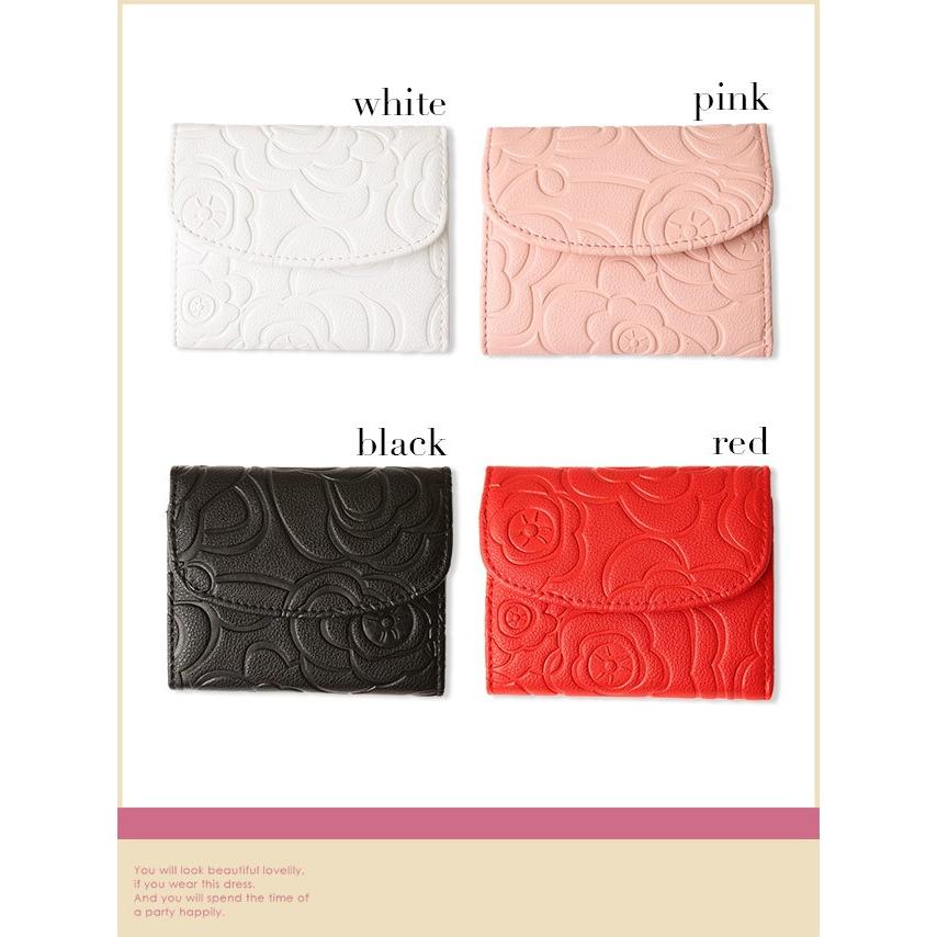 Tika キャバ嬢 財布 ミニ ウォレット 花柄 型押し ミニ財布