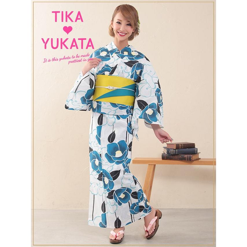 浴衣 ゆかた レディース 洗濯 涼しい レトロ モダン 水色 花柄 黄色 可愛い 椿 女性用 お得 人気 ブルー クール Tika ティカ 椿柄 浴衣3点セット 帯 下駄 白 青 Tk Yk1969 Fg12 ドレスショップ Tika 通販 Yahoo ショッピング