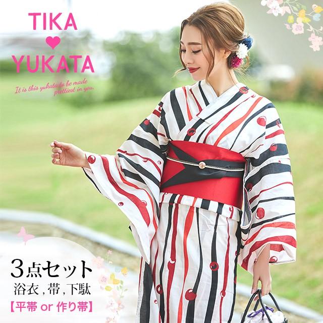 浴衣 レディース 3点セット 浴衣 平帯or作り帯 下駄 レトロ よろけ縞 シャボン玉 Tk Yk158 Fa Tika ヤフーショッピング店 通販 Yahoo ショッピング
