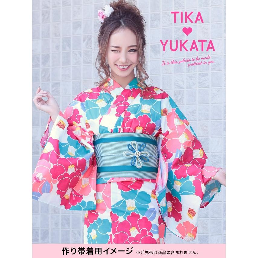 浴衣 レディース 3点セット 浴衣 平帯or作り帯 下駄 レトロポップ 椿 マルチカラー Tk Yk596fsb9 ドレスショップ Tika 通販 Yahoo ショッピング