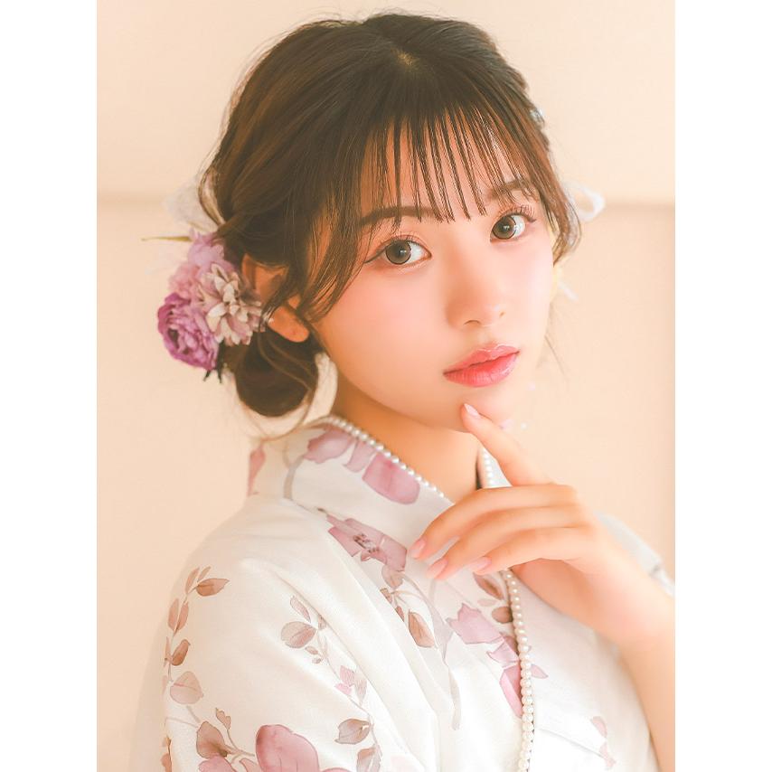 浴衣 ヘアアクセサリー 髪飾り パールピンニュアンスカラーフラワー