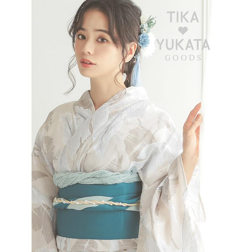 Tika ゆかた 激安 飾り帯紐 クリーム パープル 浴衣 着物 振袖  