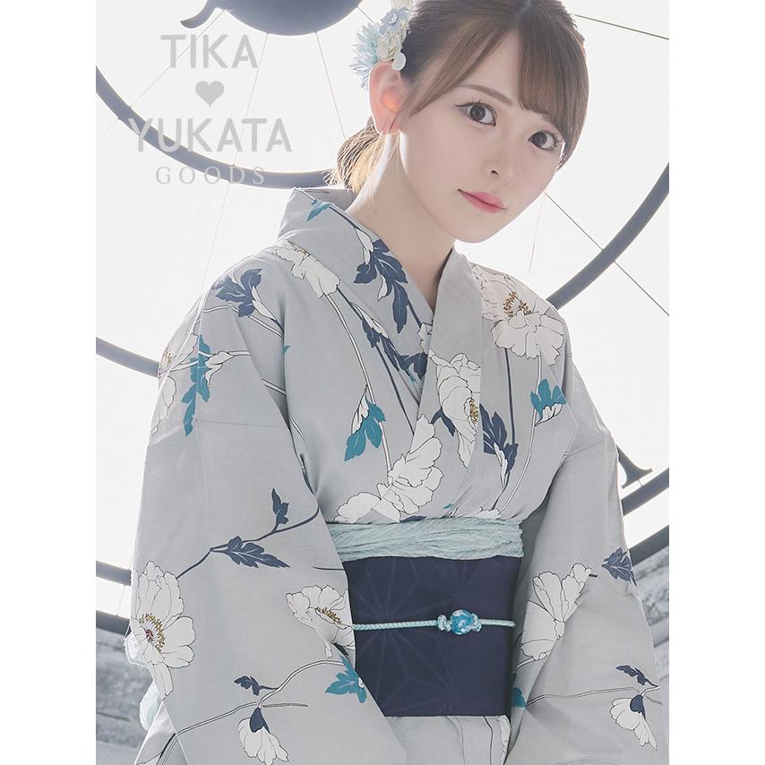 Tika ゆかた 激安 和柄 とんぼ玉 飾り帯紐 ホワイト レッド