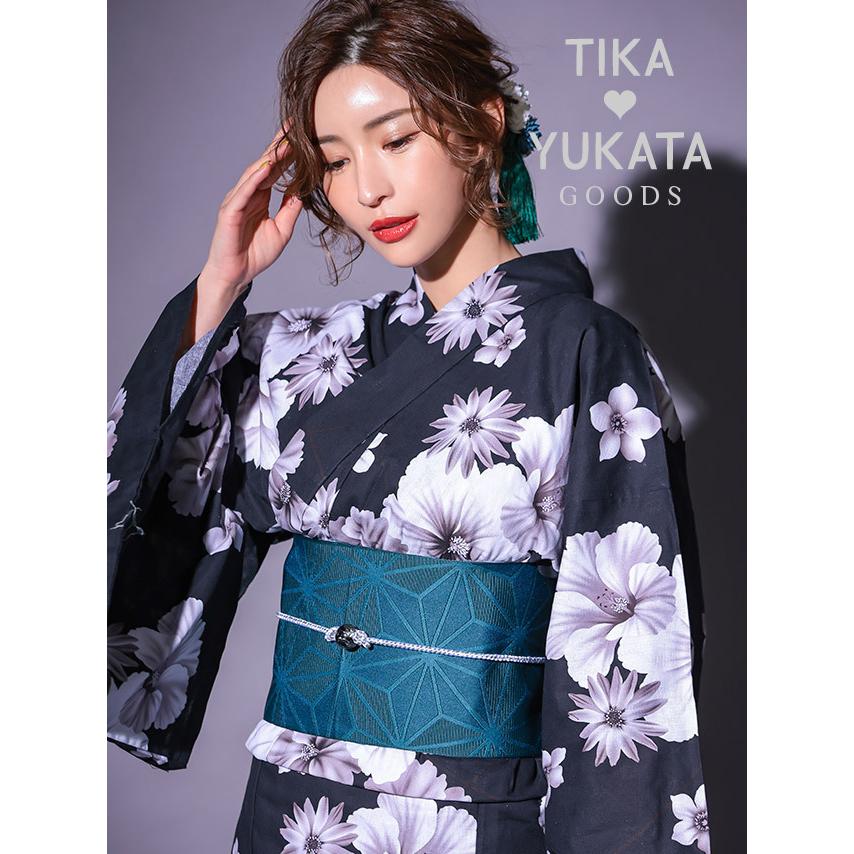 Tika ゆかた 激安 和柄 とんぼ玉 飾り帯紐 ホワイト レッド