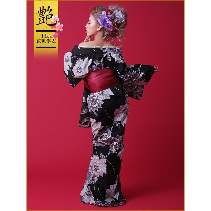浴衣 花魁 ゆかた 花魁浴衣 セクシー 花魁セット 黒 紫 金 銀 夏祭り セット お化けの日 Tika ティカ 疋田花柄 おいらん浴衣 5点セット 下駄 平帯 兵児帯 肌襦袢 Tk Yko19 8fsi2 ドレスショップ Tika 通販 Yahoo ショッピング