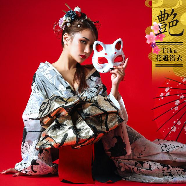 Tika 花魁浴衣 浴衣 レディース 浴衣セット 2way 縦縞