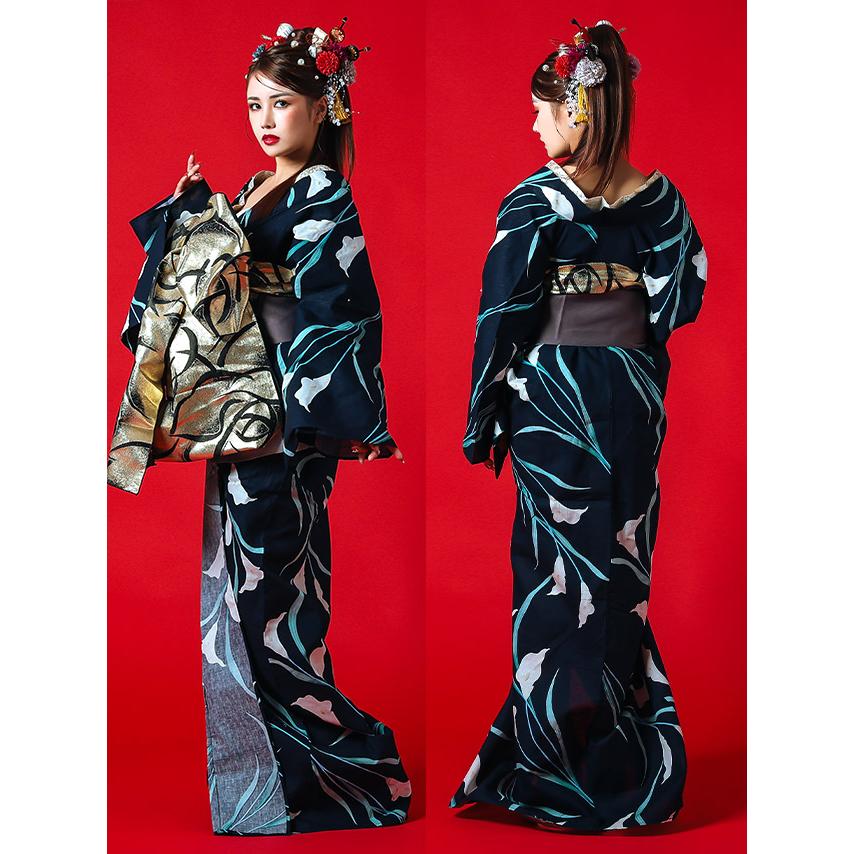 Tika 花魁浴衣 浴衣 レディース 浴衣セット 安い 女性 2way 濃紺