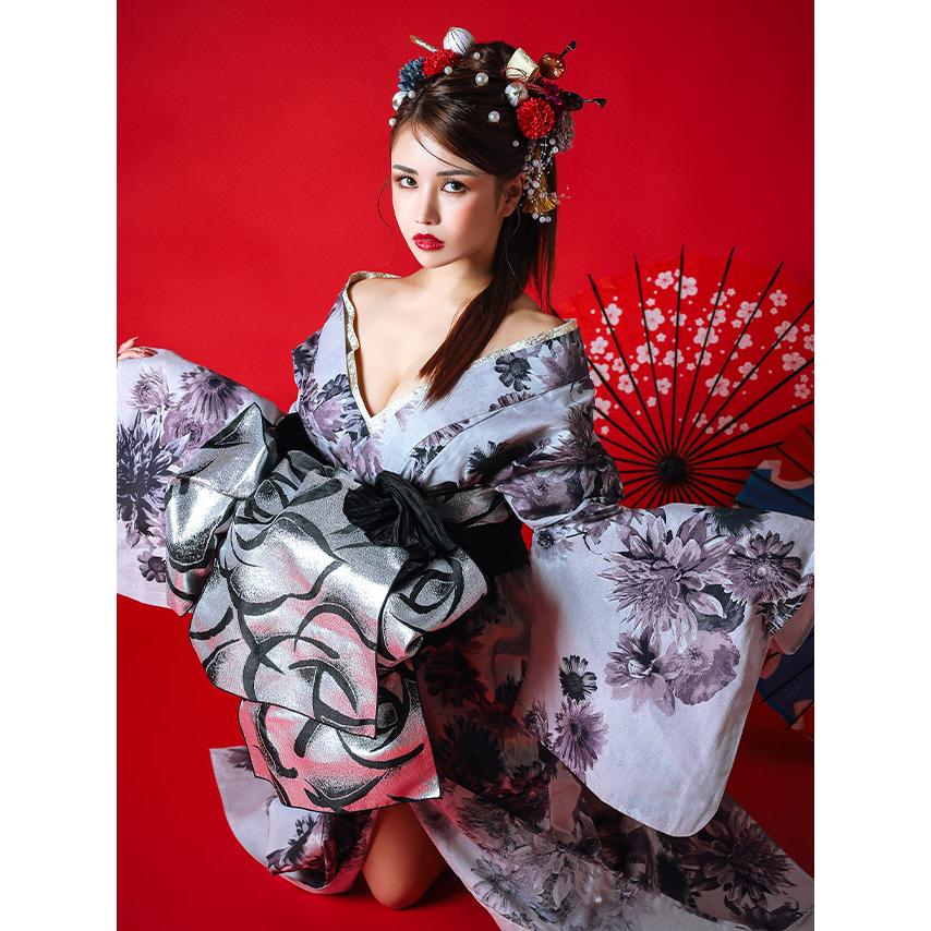 Tika（ティカ） 花魁浴衣 浴衣 レディース 浴衣セット 2way グレー地