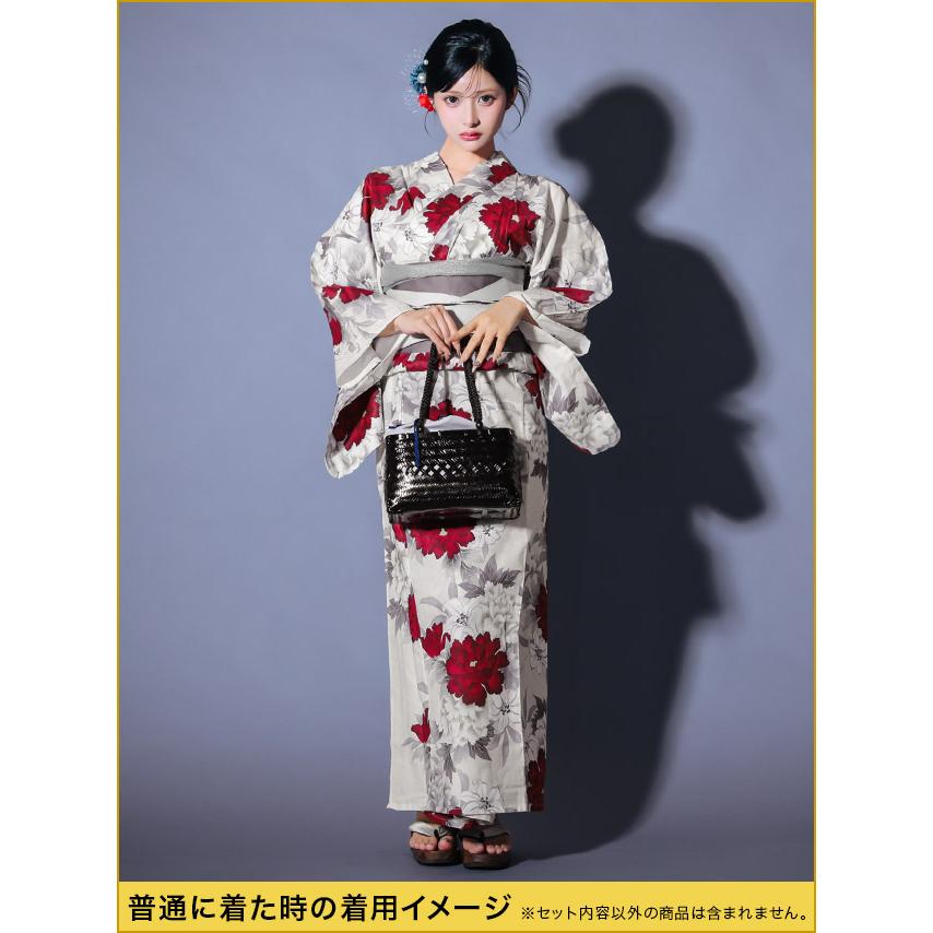 Tika（ティカ） 花魁浴衣 浴衣セット 浴衣レディース 2way 紅白 牡丹柄