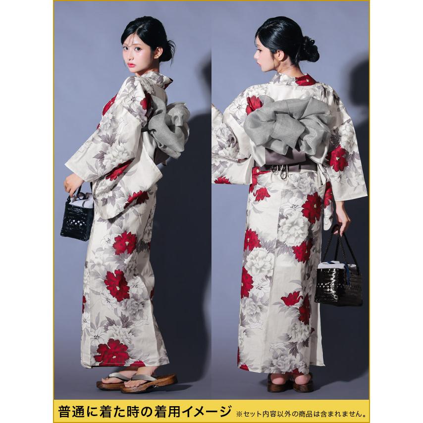 Tika（ティカ） 花魁浴衣 浴衣セット 浴衣レディース 2way 紅白 牡丹柄