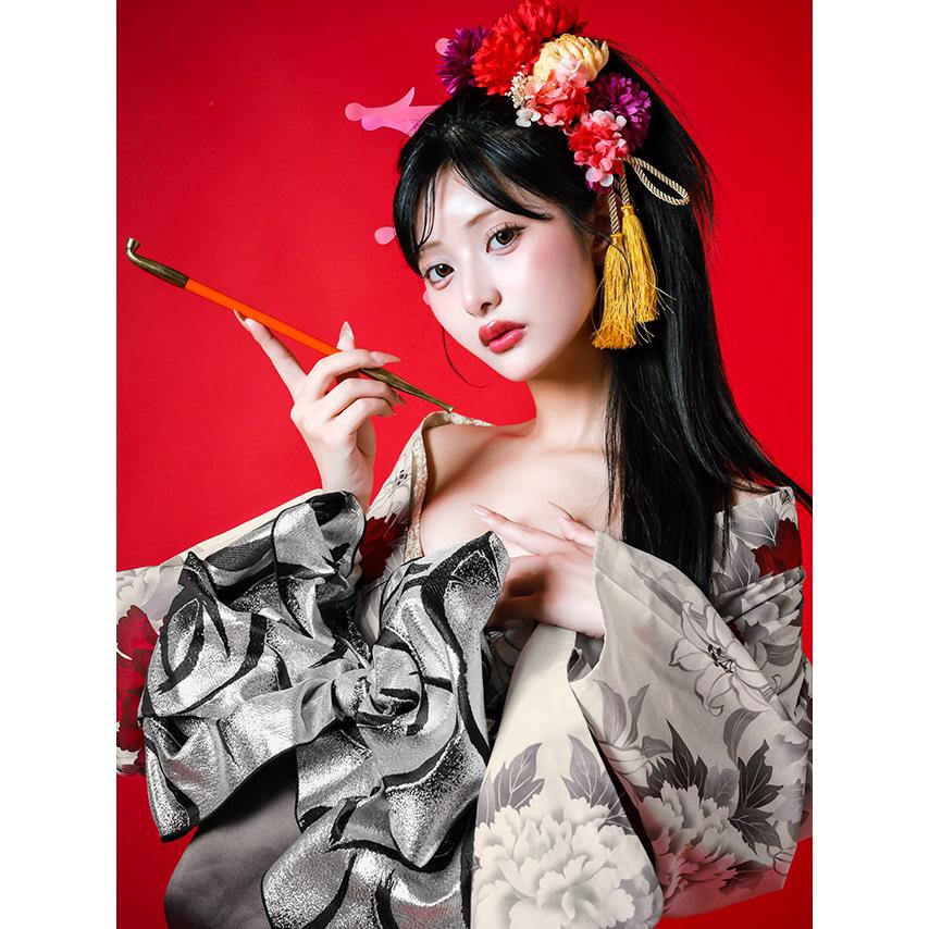 Tika 花魁 浴衣 セット 2way Tika（ティカ） 花魁浴衣 浴衣セット 浴衣レディース 2way 紅白 牡丹柄