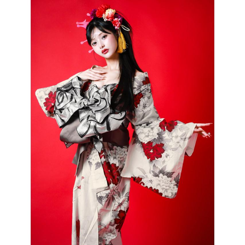 Tika 花魁 浴衣 セット 2way Tika（ティカ） 花魁浴衣 浴衣セット 浴衣レディース 2way 紅白 牡丹柄