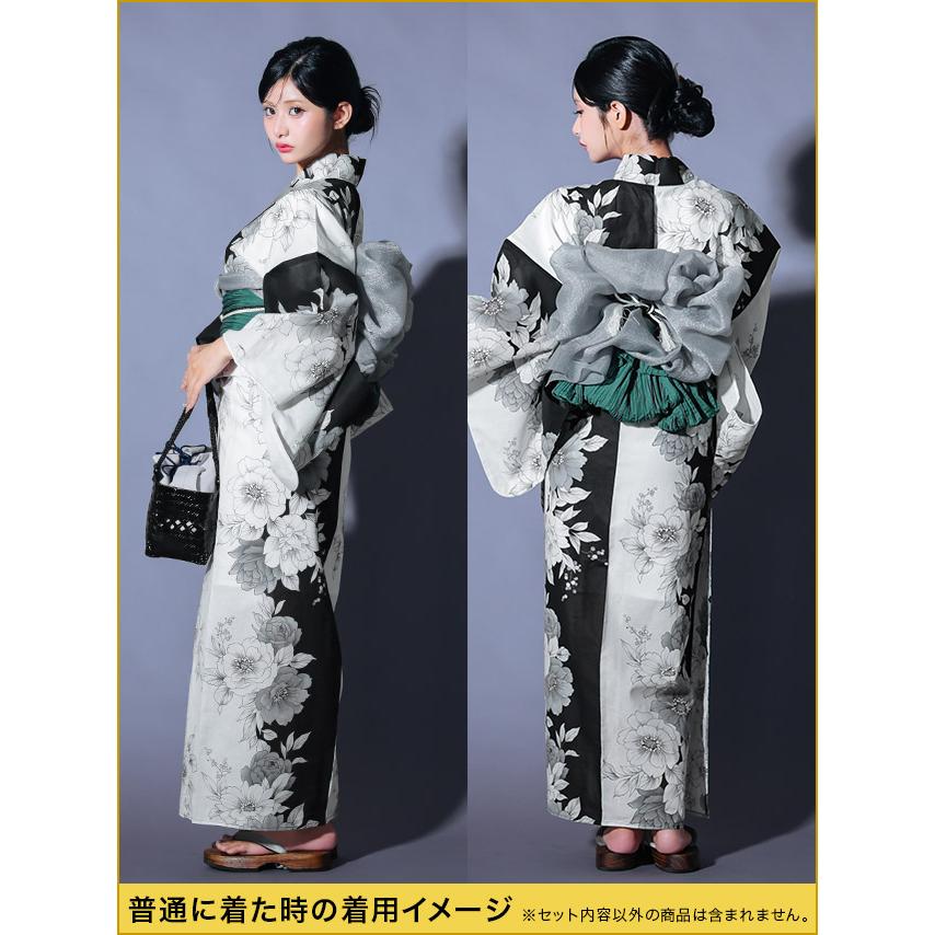 Tika（ティカ） 花魁浴衣 浴衣セット 浴衣レディース 2way 線画 牡丹柄