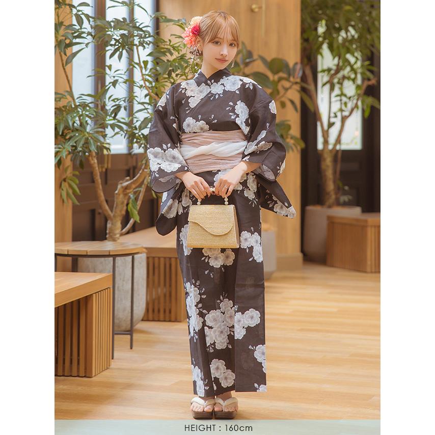 お任せ写真に似たブラウン帯+画像の白兵児帯つき■高級綿100％■黒猫のモダン浴衣 cf005175_1-1.jpg