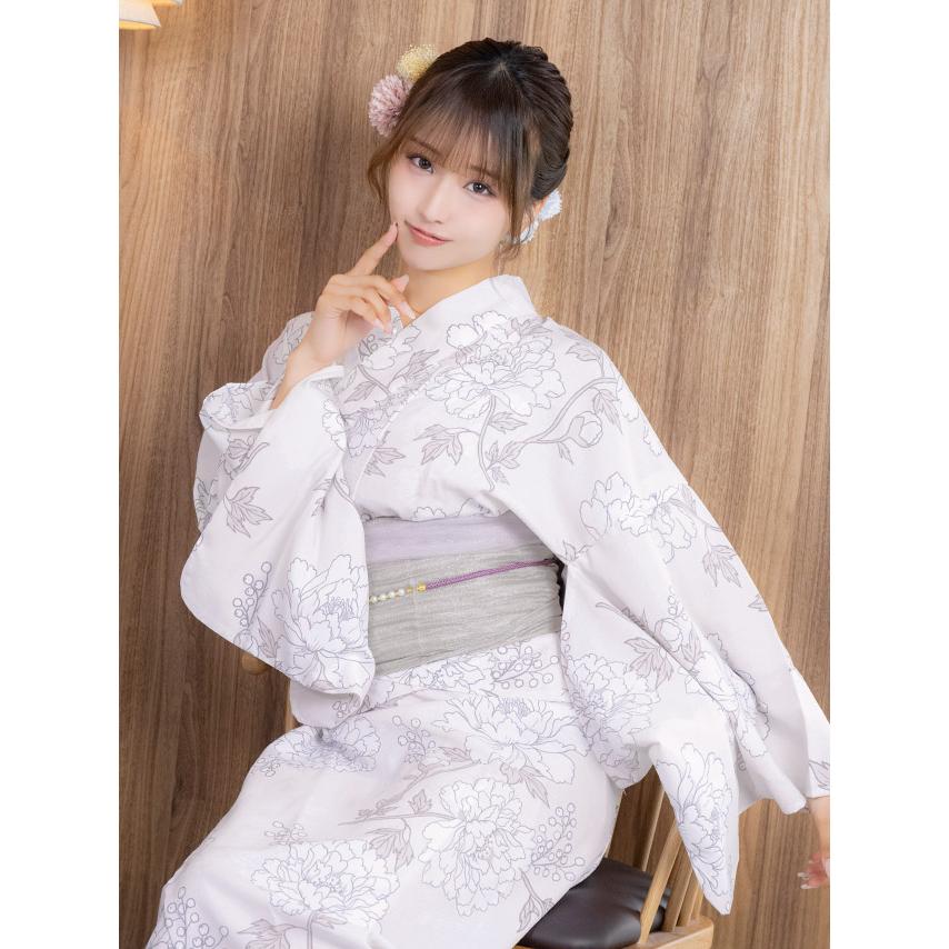 Tika ワンピース浴衣3点セット　線画フラワー ピンク Tika ワンピース浴衣3点セット線画フラワー ピンク