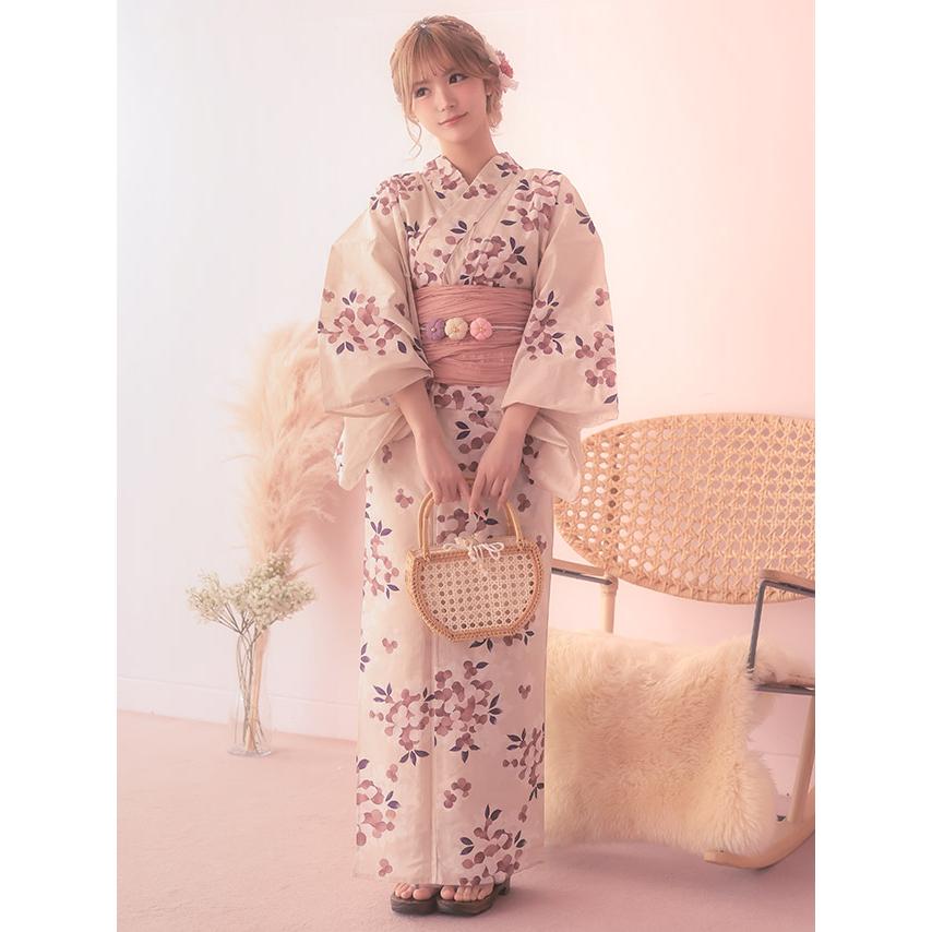 浴衣 レディース 浴衣セット 浴衣 SWEET クリーム 山桜 ゆかた 草花 浴衣 兵児帯